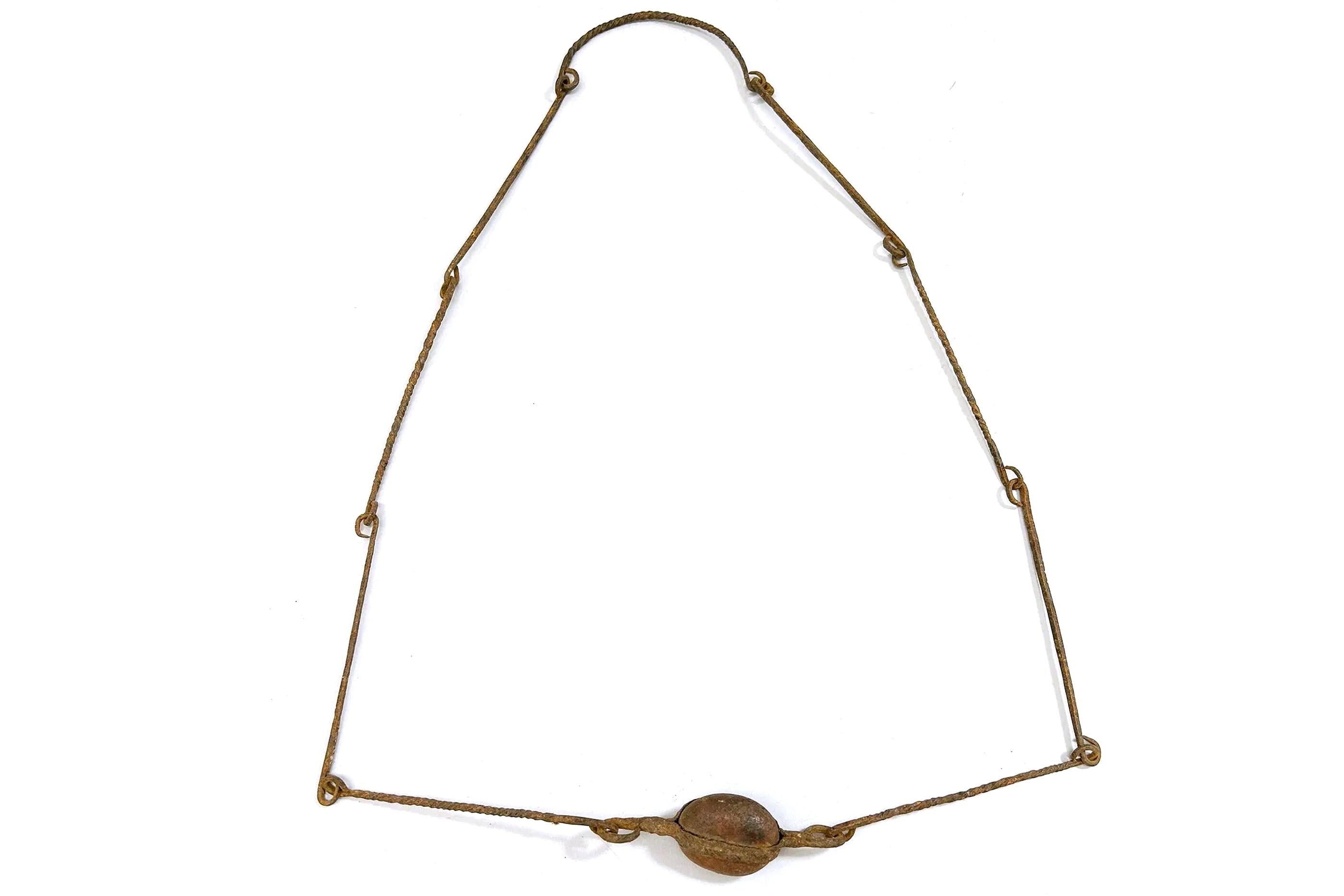 Early 20th Century, Dogon Jewelry, An Extremely Rare Finding, Handmade Chain And Pendant Necklace Of Forged Iron Metal, Mali, West Africa