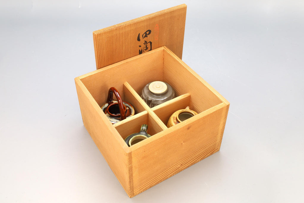 Yoshizo Asami, Vintage 1990s Japanese Ceramics Set Of Four Shiteki Tea Caddies, Seasons Of The Year, Asia Japan Pottery Art, Kyoto Ware