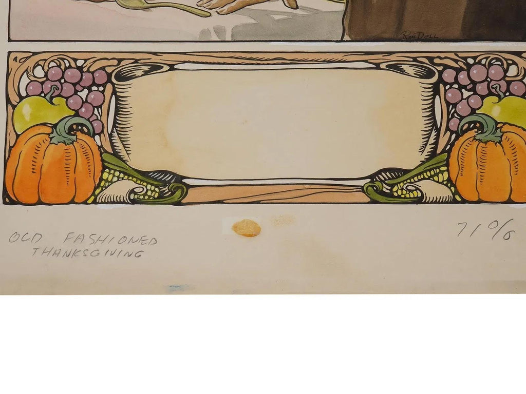 Old Fashioned Thanksgiving, Hand Painted Illustration For November 24, 1904 The Youth's Companion Weekly Magazine, A Re Do From 1950s