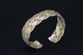 Handmade Cuff Bracelet, 925 Sterling Silver Cuff Bangle With Braided Design. Vintage Unisex Jewelry, Boho Fashion Accessories