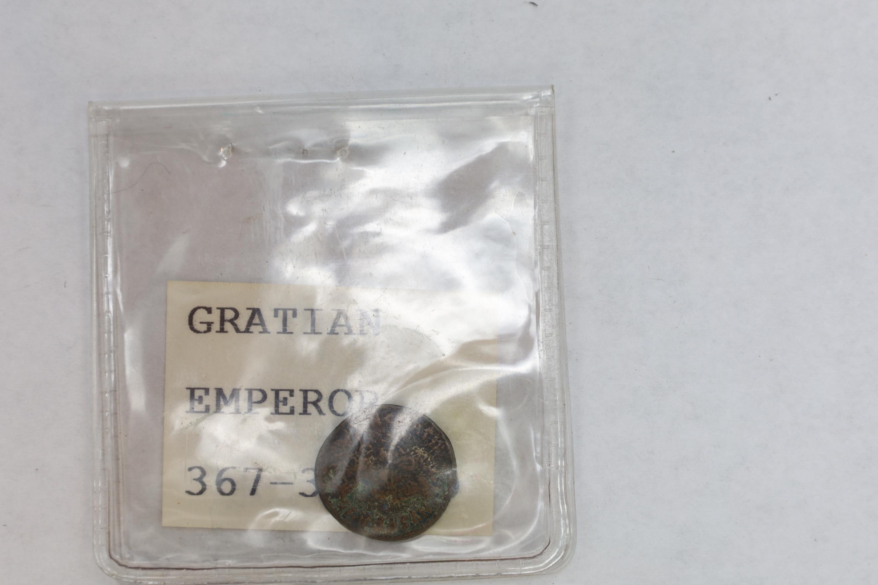 Gratian Emperor Bronze Coin With Whreat, Siscia Mint, Nummus Solidus, Ancient Rome Circa 367 AD, Numismatics And Historical Collectibles