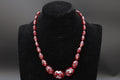 Red Cherry Bakelite Necklace, Faceted Oval Beads In A Graduated Single String, Retro Art Deco 1950s Fashion Accessories Jewelry