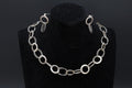 Modernist Rings Bold Chain Necklace And Earrings, A Jewelry Set Made In Italy, 925 Sterling Silver, Retro Vintage Fashion Accessories