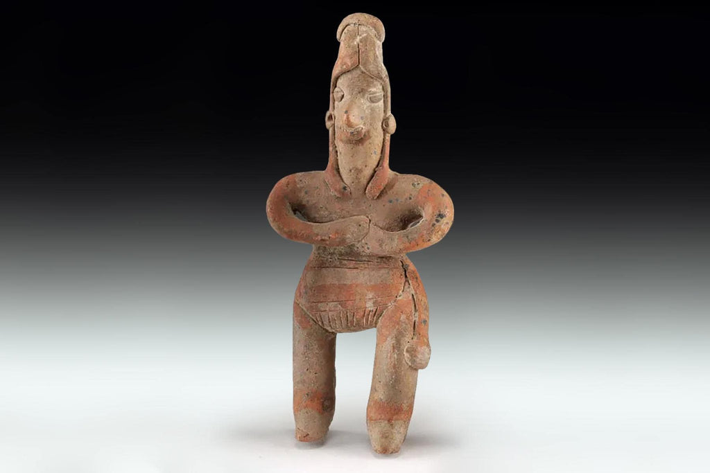 Ancient Pre Columbian Colima Flat Body Figure, 300 BCE to 300 AD, West Mexico Ceramics, Mesoamerican Tombs Burial Art And Antiquities