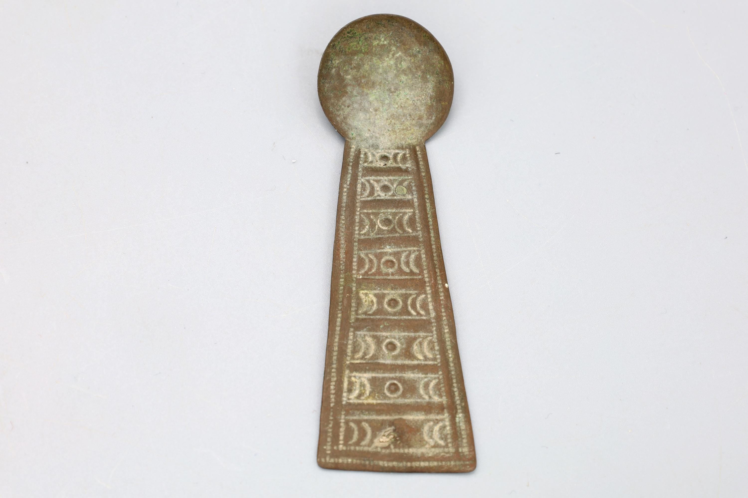 Antique Late 19th Century West African Ceremonial Spoon, Ashanti Peoples, Ghana, Hammered Brass, Victorian Era Colonial African States