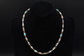 Taxco Mexico Necklace, 925 Sterling Silver Multi Color Round Cap End Capsule Link, Modernist Jewelry Unisex, Round Beaded Jewelry