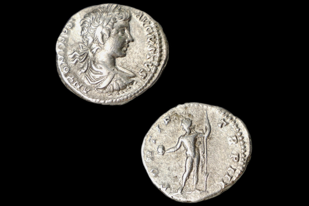 Ancient Roman Empire 3rd Century AD. Silver Denarius Coin By Emperor Caracalla, Sol Sun, Numismatics And Historical Antiquities Collectibles