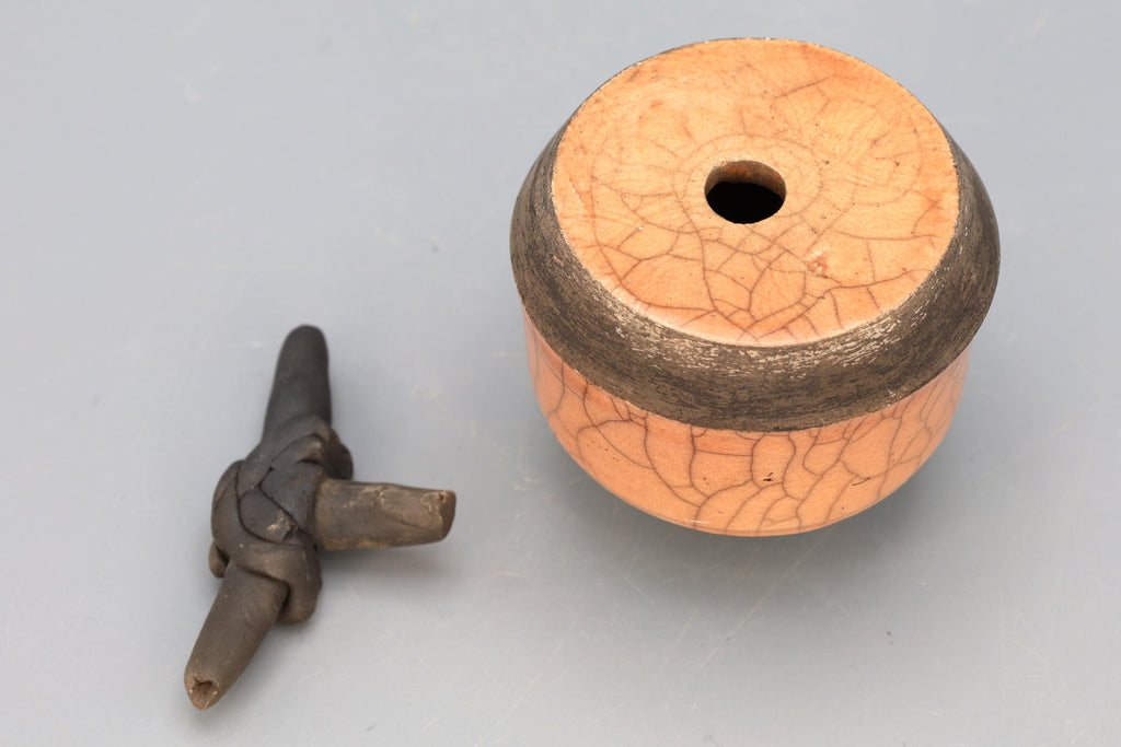 Perfume Bottle With Applicator, American Ceramic Art Piece By Janet Barsky 1995, Fine Arts Pottery