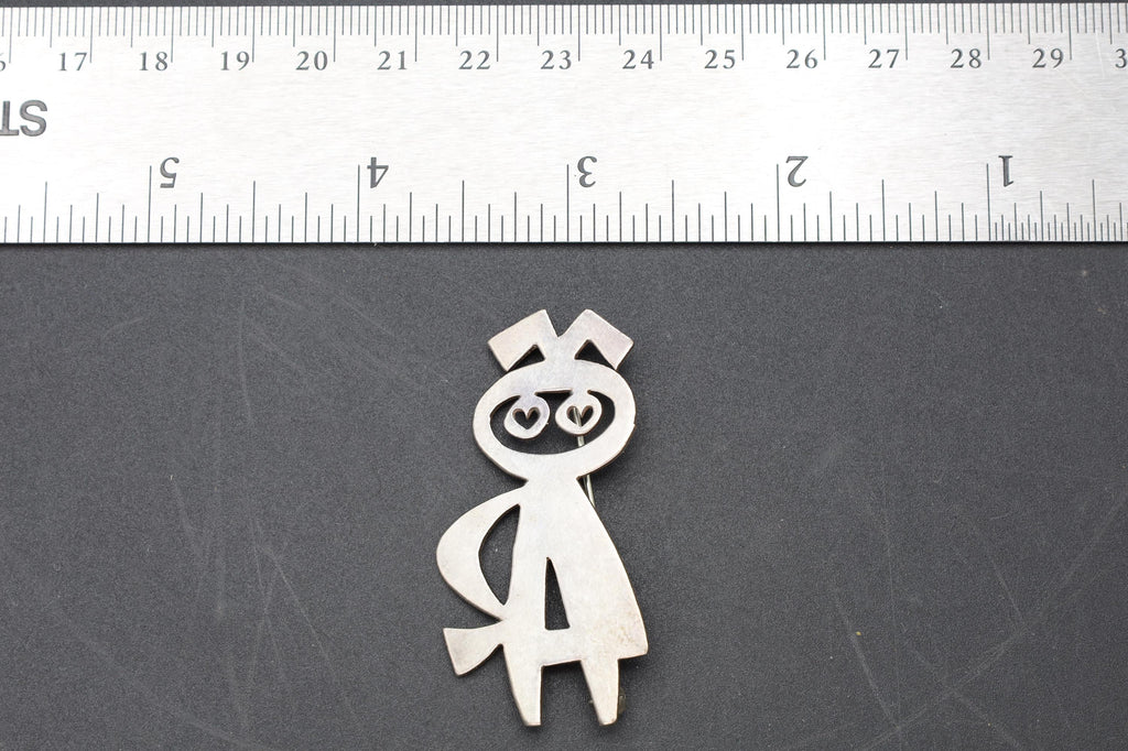 Mik Stousland, Brooch Pin, Vintage Handmade Jewelry, Sterling Silver Cut Out Abstract Designs, Woman Girl, Modernist Fashion Accessories