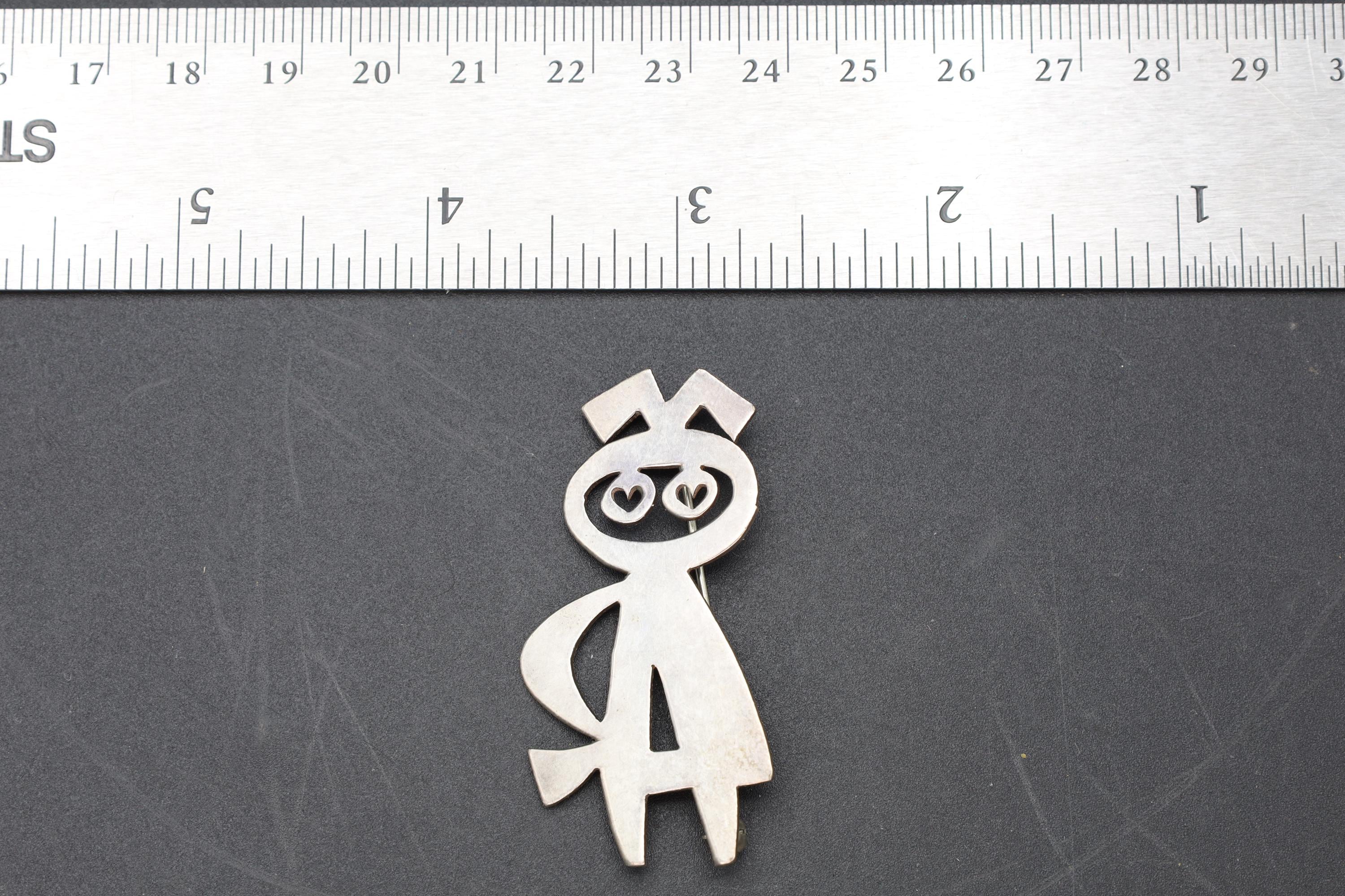 Mik Stousland, Brooch Pin, Vintage Handmade Jewelry, Sterling Silver Cut Out Abstract Designs, Woman Girl, Modernist Fashion Accessories