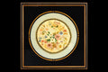 Antique 19th Century Europe Belgium Embroidery Art, Framed A Round Shaped Still Life With Blossoming Flowers, Victorian Home Decor