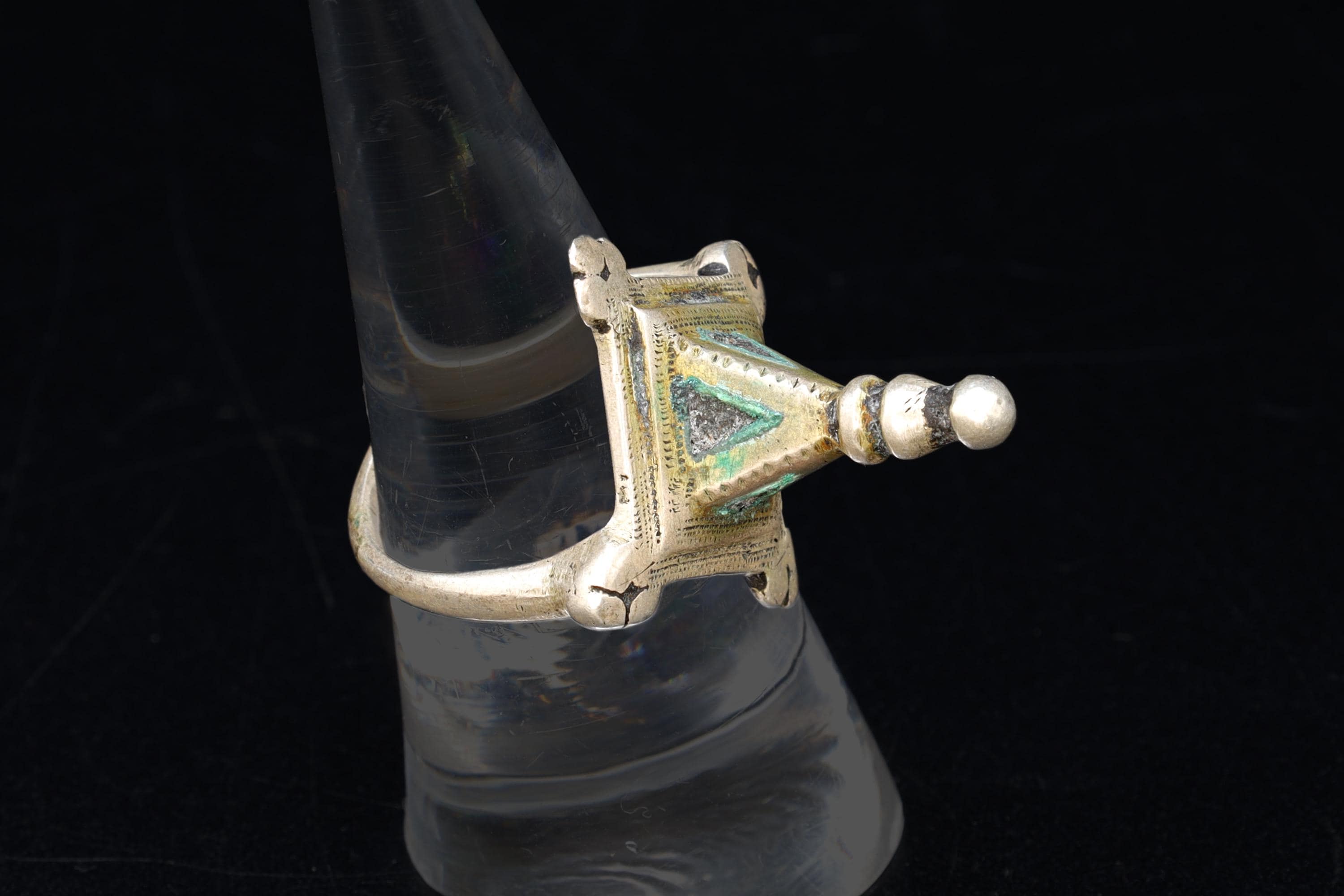 Antique 1920s High Grade Silver Moroccan Berber Hair Ring Size 8, Ethnic Folk Jewelry, Tribal Imazighen North African Amulet Talisman