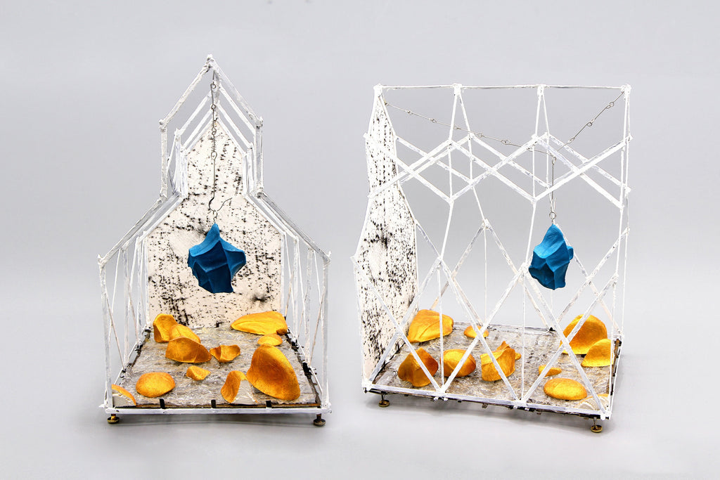 Saint Agiax O Meteoritis on his fly over the Dodecanese Islands, Project For A Chapel, Architecture Models Handmade Metal Sculpture Artwork