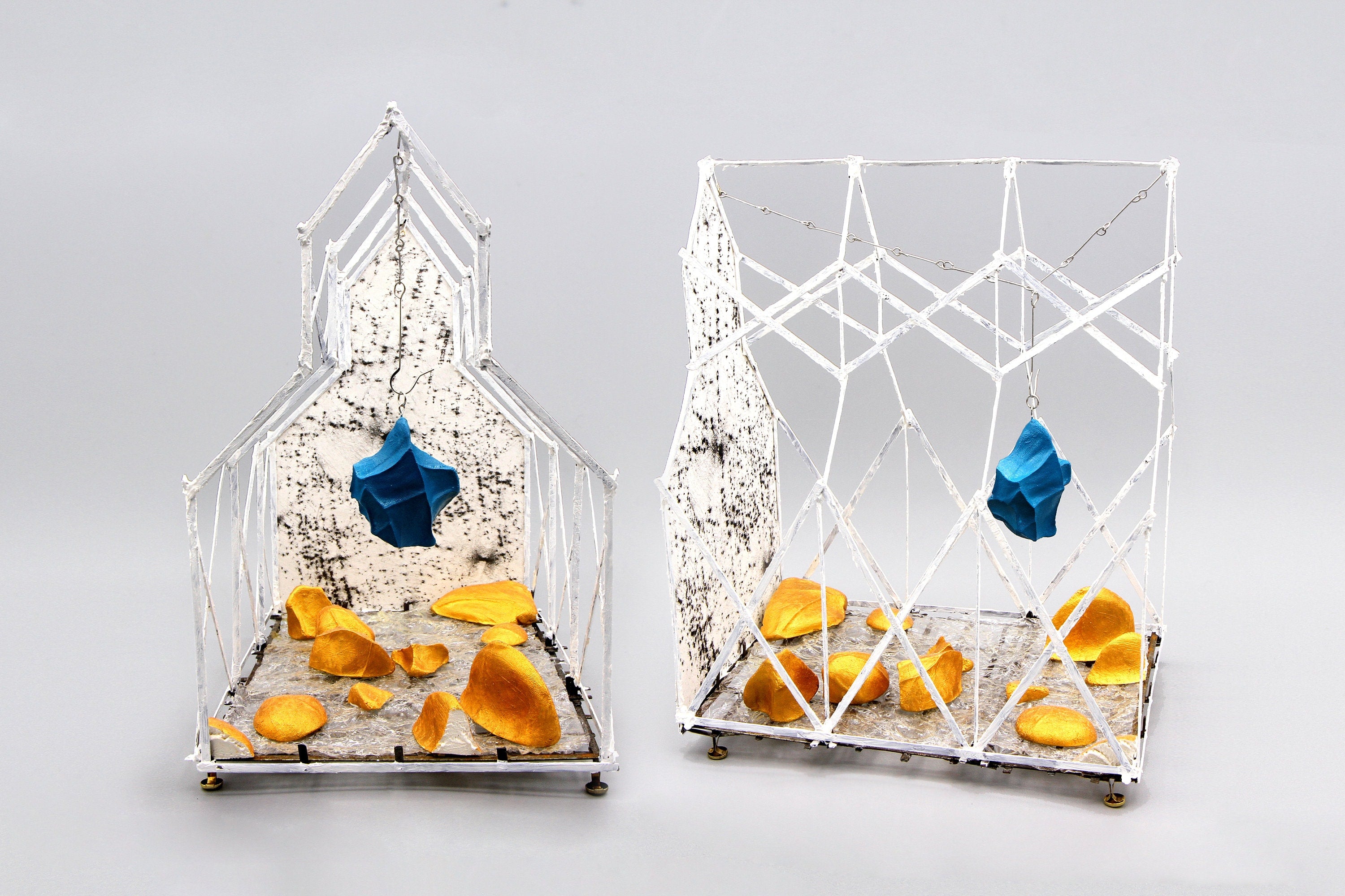 Saint Agiax O Meteoritis on his fly over the Dodecanese Islands, Project For A Chapel, Architecture Models Handmade Metal Sculpture Artwork
