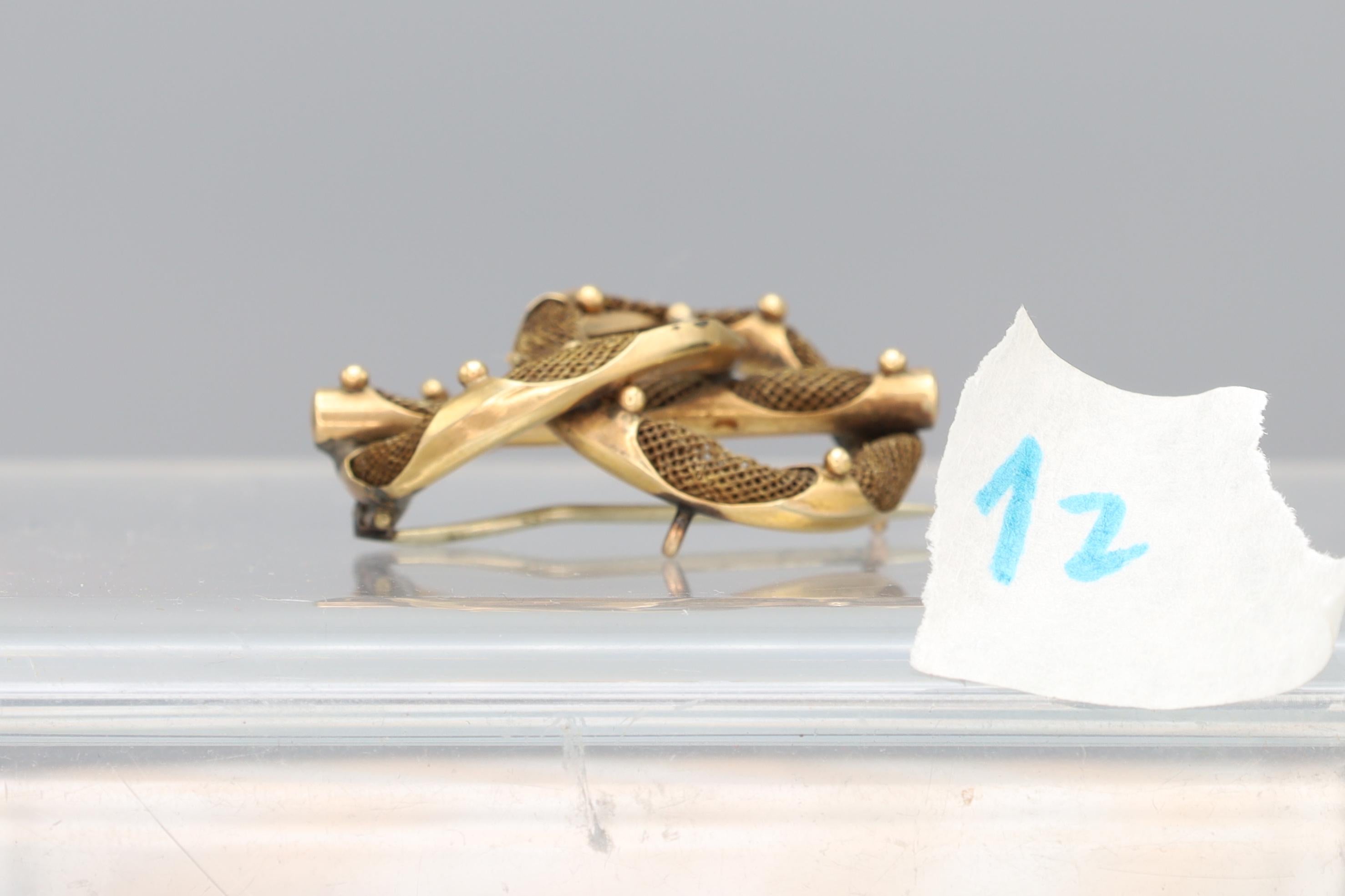 Victorian Era Jewelry, Braided Infinite Interlocking Symbol, Memento Mori Brooch Pin, Dated As Circa 1880s England UK, Fashion Accessories