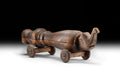 Handmade Wooden Elephant Toy, Car With Wheels, South Asia, Colonial India By The Late 19th Century, Figural Animal Box, Folk Oriental Art