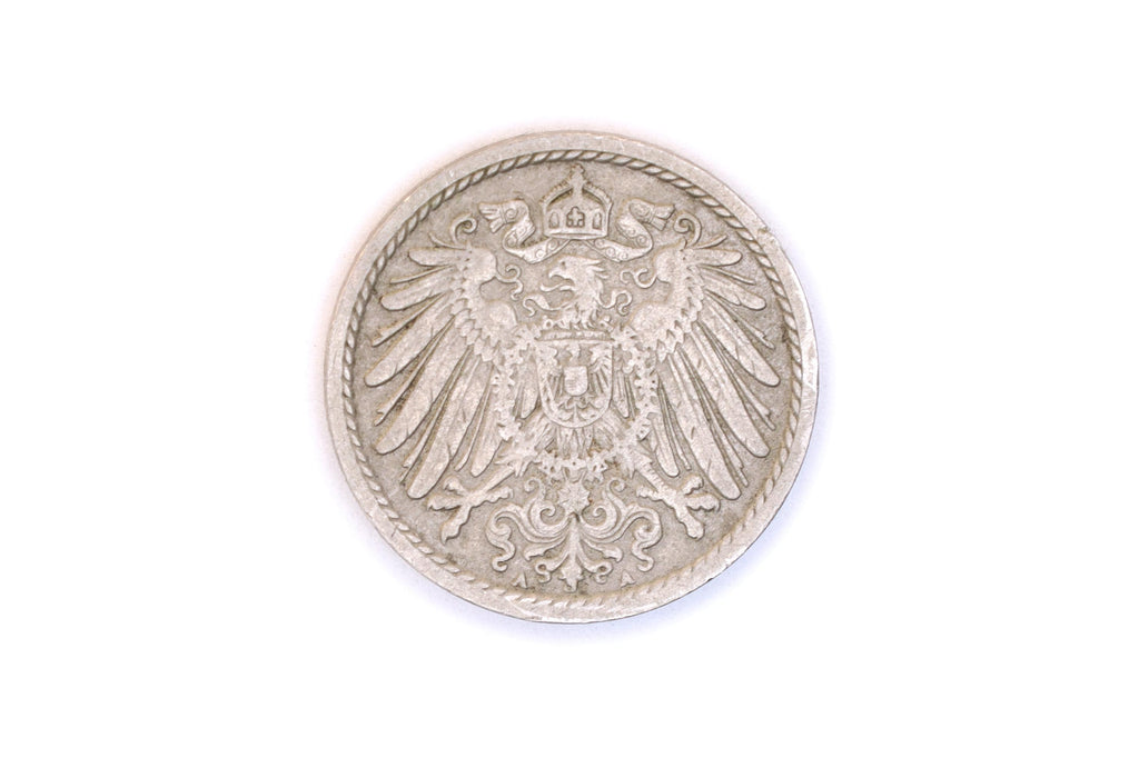 1893 Coinage Of A 5 Pfennigs Coin Under Kaiser Wilhelm II, Berlin Type 2 With Small Shield, Copper Nickel Medal Alignment, Currency Mark