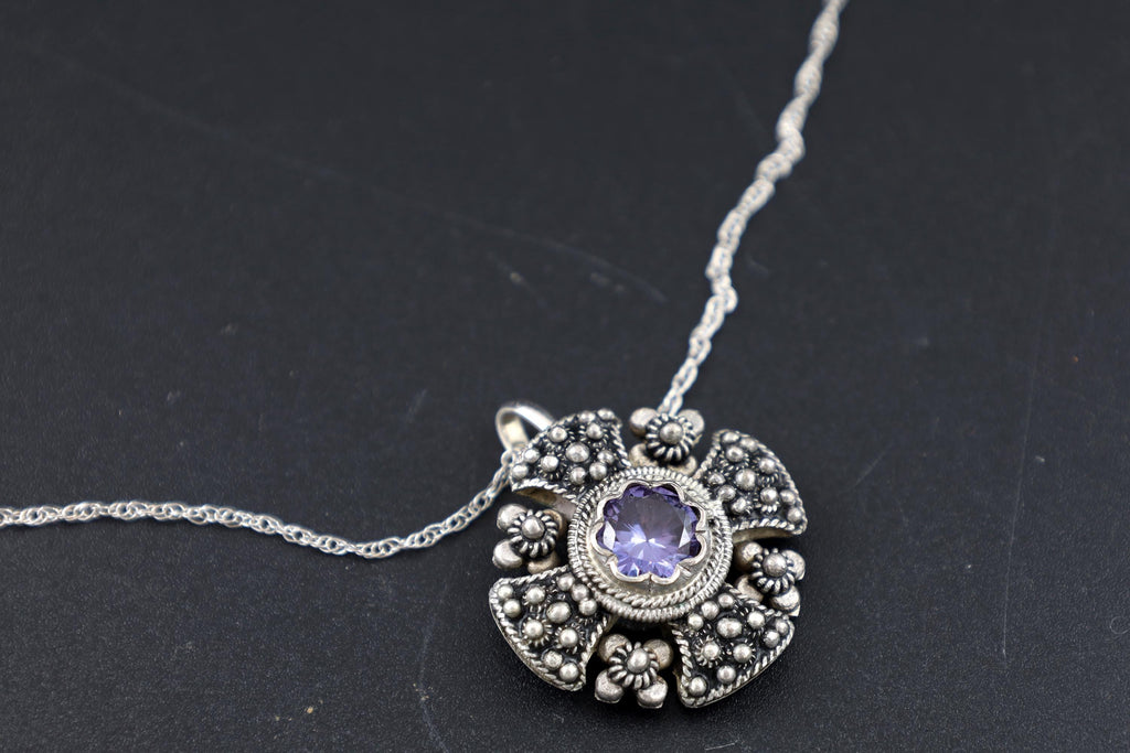 Jerusalem Cross Pendant Necklace, Crusaders Maltese Cross, 835 Silver Jewelry, Holy Land, Israel, Palestine, Vintage 1950s Accessories