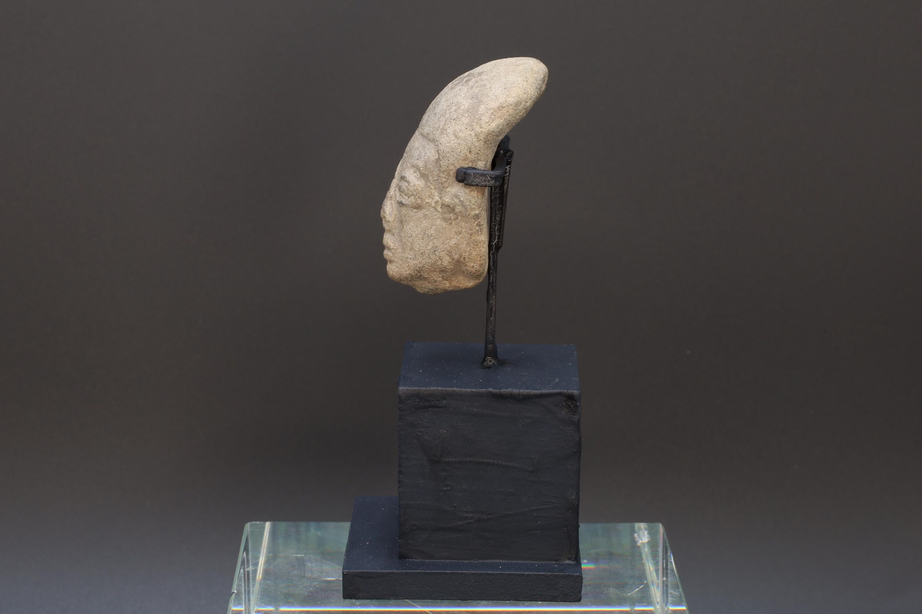 Ancient Pre-Columbian Tumaco Terracotta, La Tolita Pottery Head Fragment Dated As Circa 300 BCE, Prehispanic South America Art Antiquities