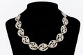 Panel Necklace With Flowers By Sterling WRE Richards, A Vintage 1950s American Jewelry, Oval Cut Out Links, Retro Fashion Accessories