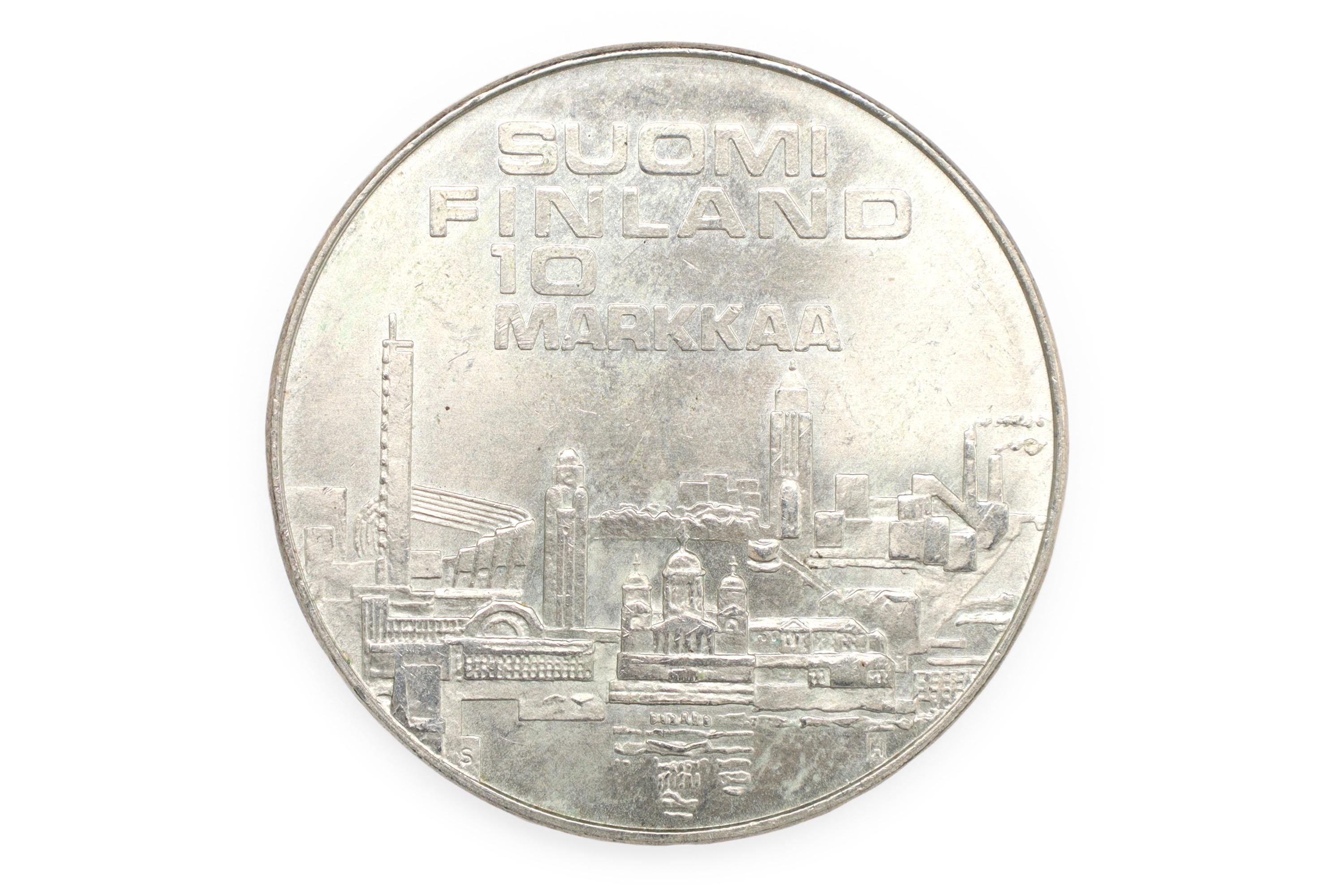 Republic Of Finland, New Markkaa Currency, Non Circulating Coinage, Suomi 10 Markkaa Or 10 FIM, 500 Silver Grade, Medal Alignment, Date 1971