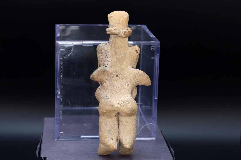 Ancient Pre Columbian Jalisco Pottery Female Standing Figure With Long Head, Dated As Between 300 BCE to 300 AD, Mexican Mesoamerica Art