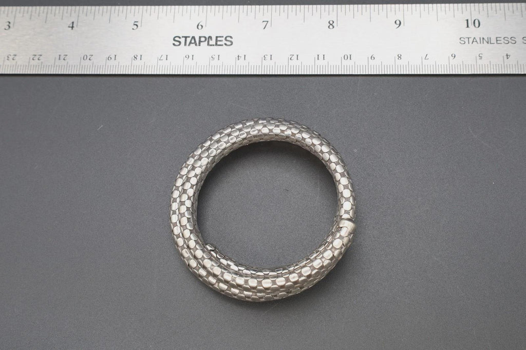 Cleopatra Snake Cuff By Fashion Designer John Hardy, 925 Silver Coiled Polka Dot Cable Bracelet, Vintage Retired Model