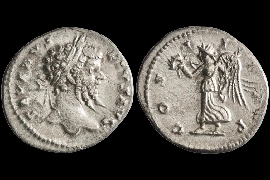 Ancient Roman Empire, 3rd Century AD, A Silver Denarius Coin By The Emperor Septimius Severus Numismatics