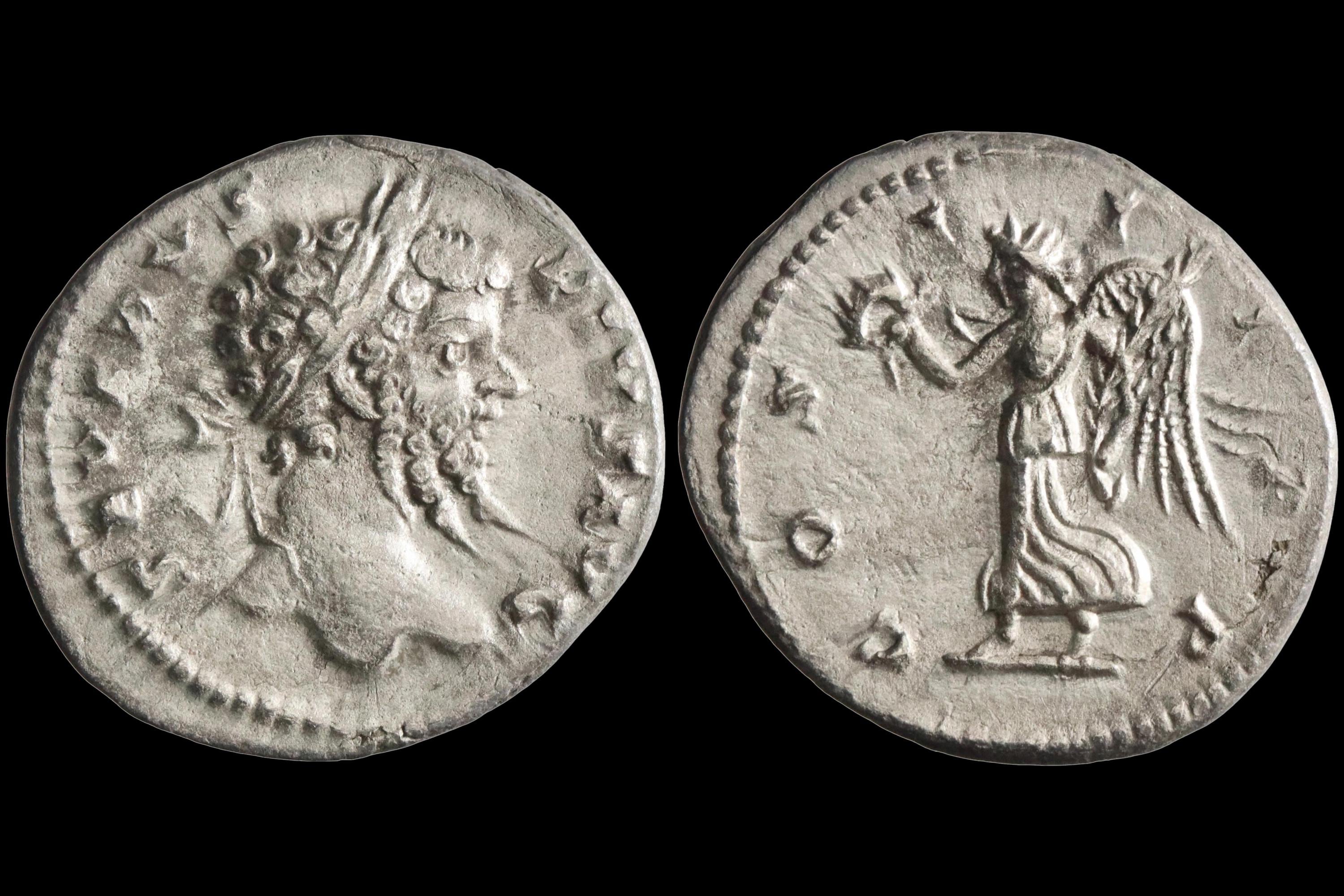 Ancient Roman Empire, 3rd Century AD, A Silver Denarius Coin By The Emperor Septimius Severus Numismatics