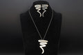 Scribble Or Zig Zag, Taxco Mexico Jewelry Set, Pendant Necklace, Brooch, Matching Earrings, Modernist Jewelry Designs, 925 Sterling Silver
