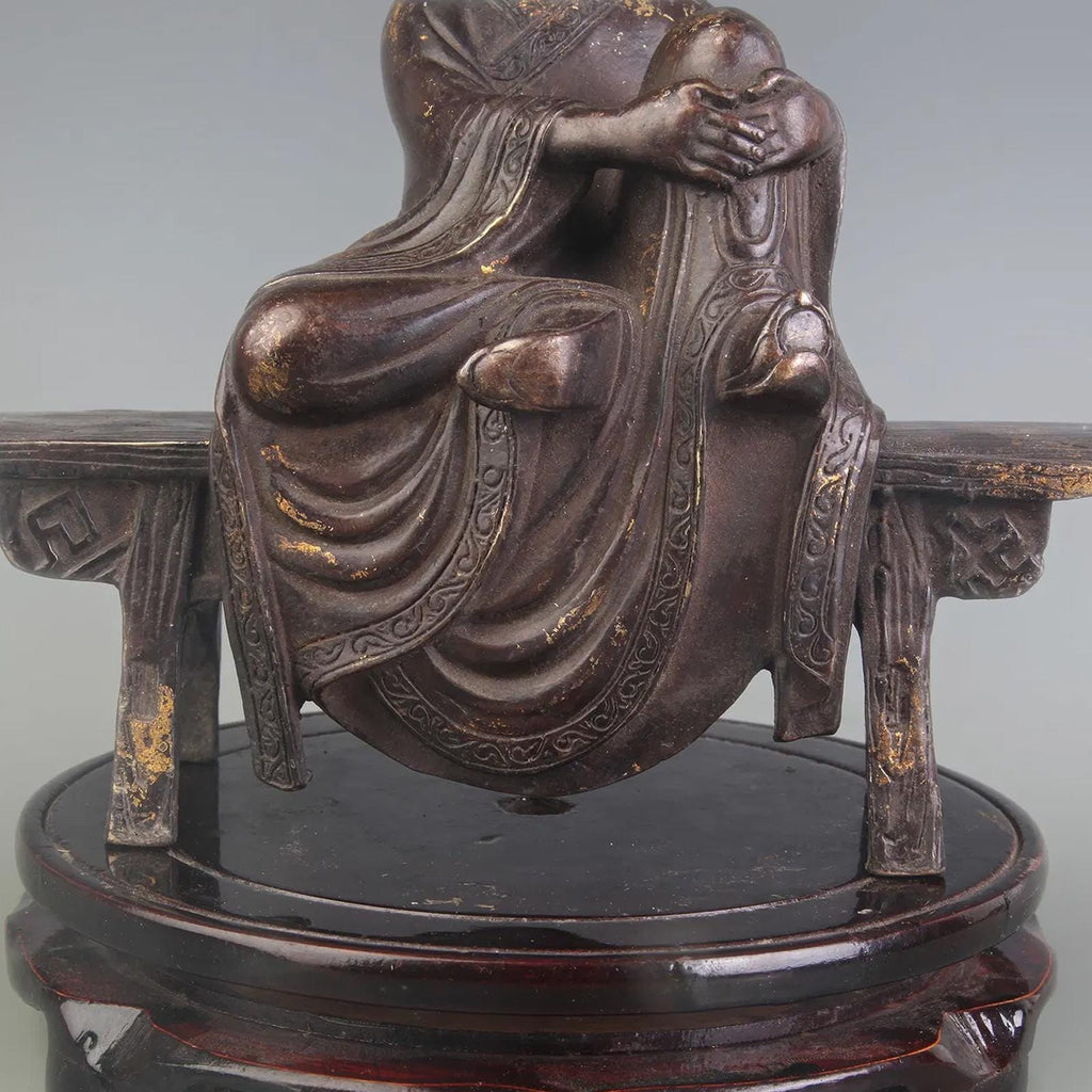 Amitabha Buddha Sitting On The Bench Enshrine, Meditating Bodhisattva, Early 20th Century Republic Period. Oriental Sculpture Art
