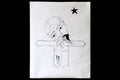 Vir Dolorum, Man Of Sorrows, Black and White Art, Simple Minimalist Lineal Drawings, Acrylic And Pencil Painting, Contemporary Latin Art