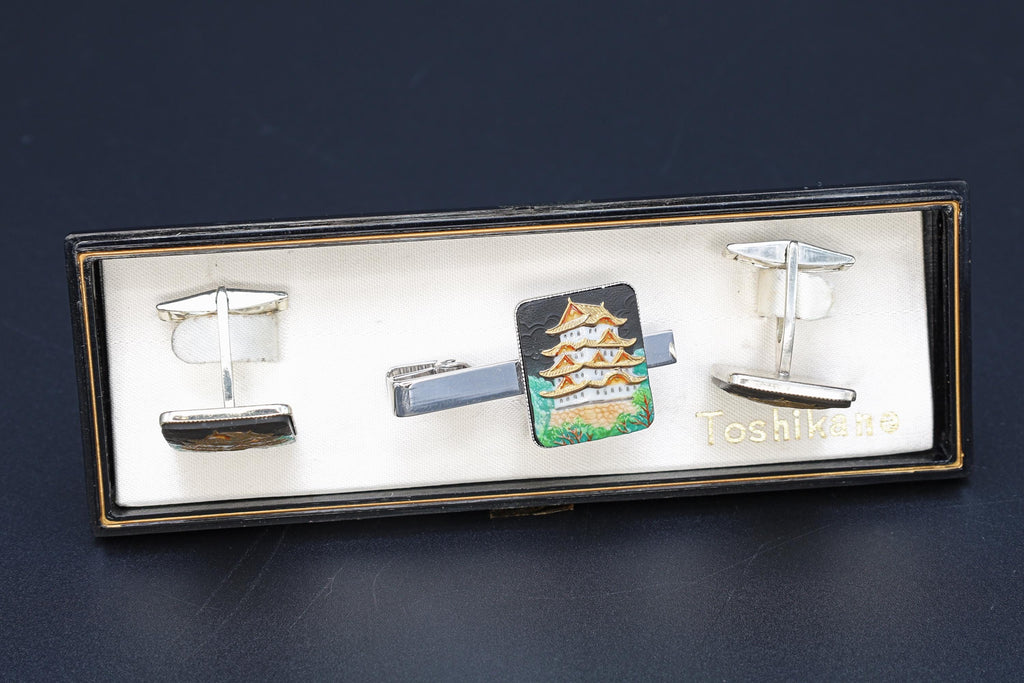 Toshikane Cufflinks, Sterling Silver And Porcelain, Chureito Pagoda, Chastain Tower, Fujiyoshida Cenotaph, Fashion Accessories And Jewelry