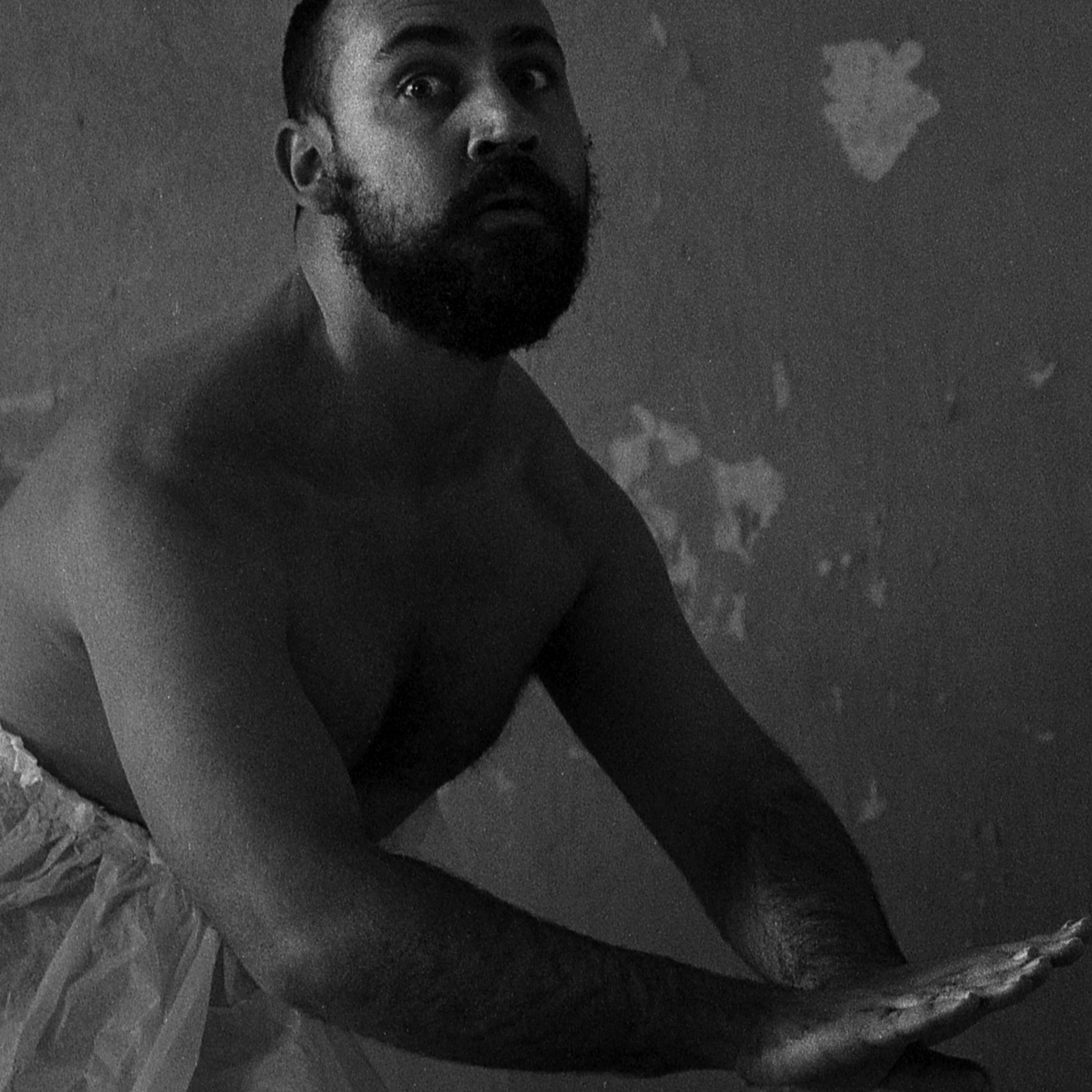 Funny Man Portrait, Conceptual Art Dadaist Photography, Male Dancers Performing, Hasselblad 500CM Black and White Film Analogue Photo Prints