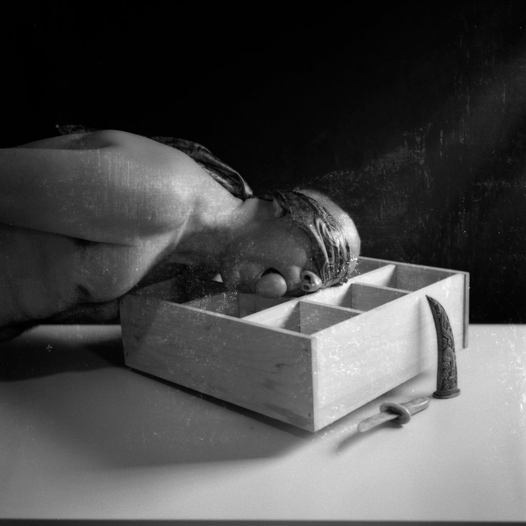 Anguish, The White Book Series, Contemporary Conceptual Art, Lubitel Analogue Camera Black And White Photography Prints, Selfportrait Photo