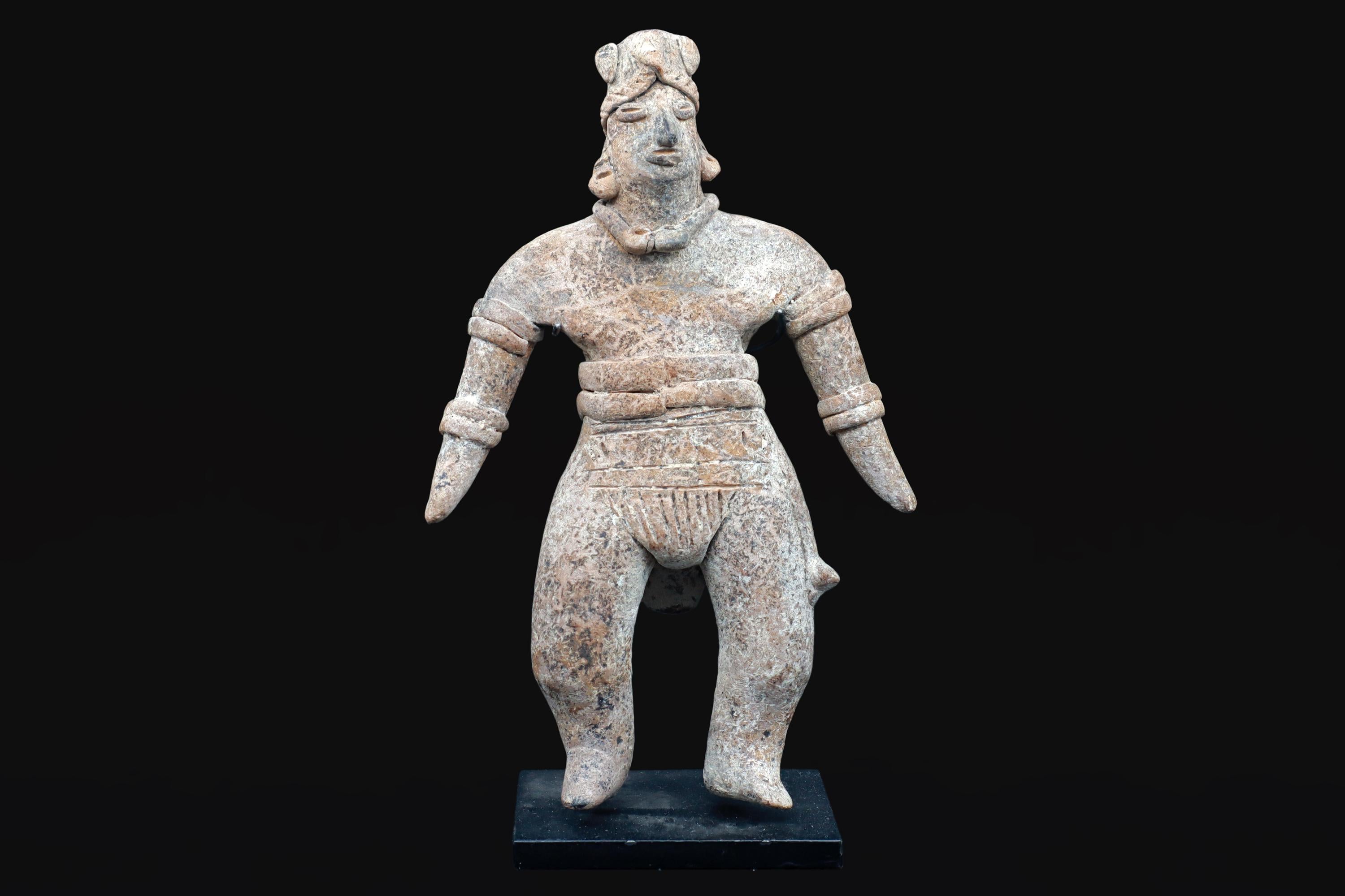 Ancient Pre Columbian Colima Pottery Standing Female Figure, Full Body Idol Dated As Between 100BC To 250AD, Western Mexico, Mesoamerica Art