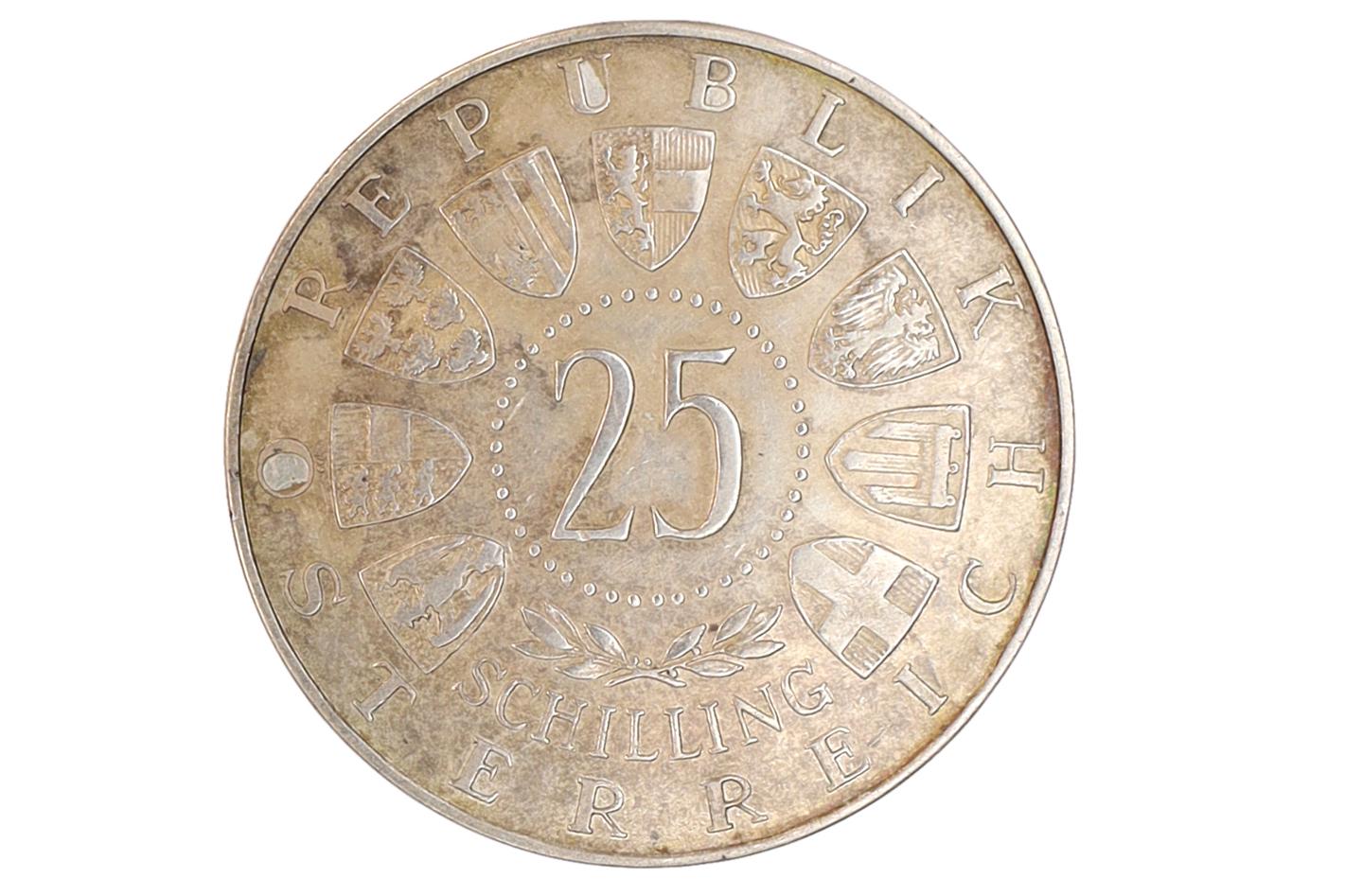 Austria 25 Schilling Silver Coin Of 1955, Reopening Of The National Theater In Vienna, Republik Osterreich Non Circulating Coins Tokens