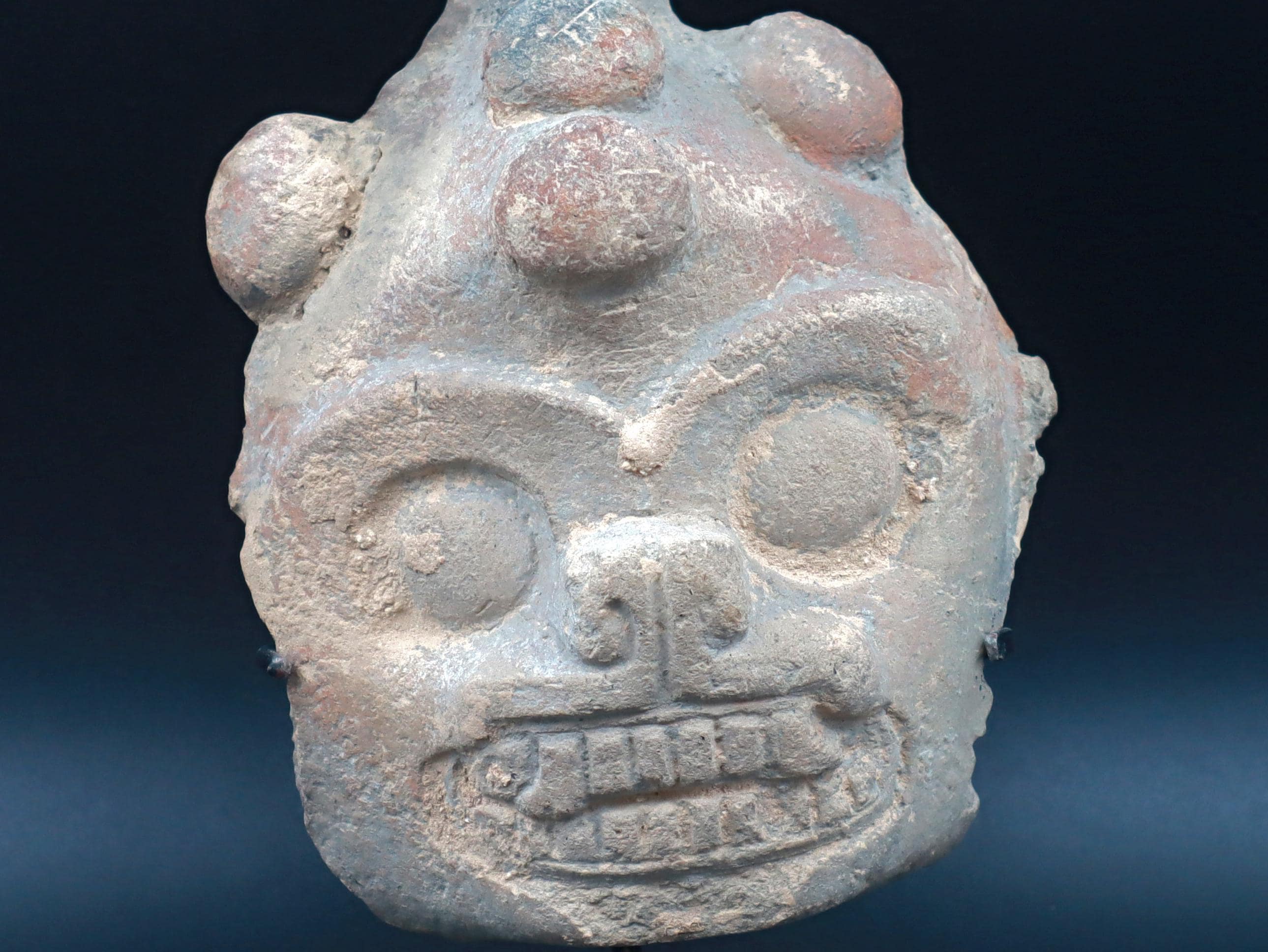 Maya Jaguar Head Applique, PreColumbian Ceramic Figurine, Mayan Ek Balam Classic Period 500 to 900 AD, Prehispanic Mexico Antiquities Art