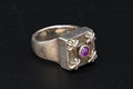 Bernard Bouhnik Early Piece, Amethyst And 925 Sterling Silver Ring Size 5 USA Charts, Metal Pointu's Jewelry, St Germain des Pres 1994 Paris