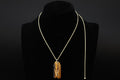Cicada Pendant Necklace, A Carved Tigers Eye Gemstone With A Gold Vermeil Lariat Chain, Asian Oriental Jewelry, Immortality, Rebirth Symbols