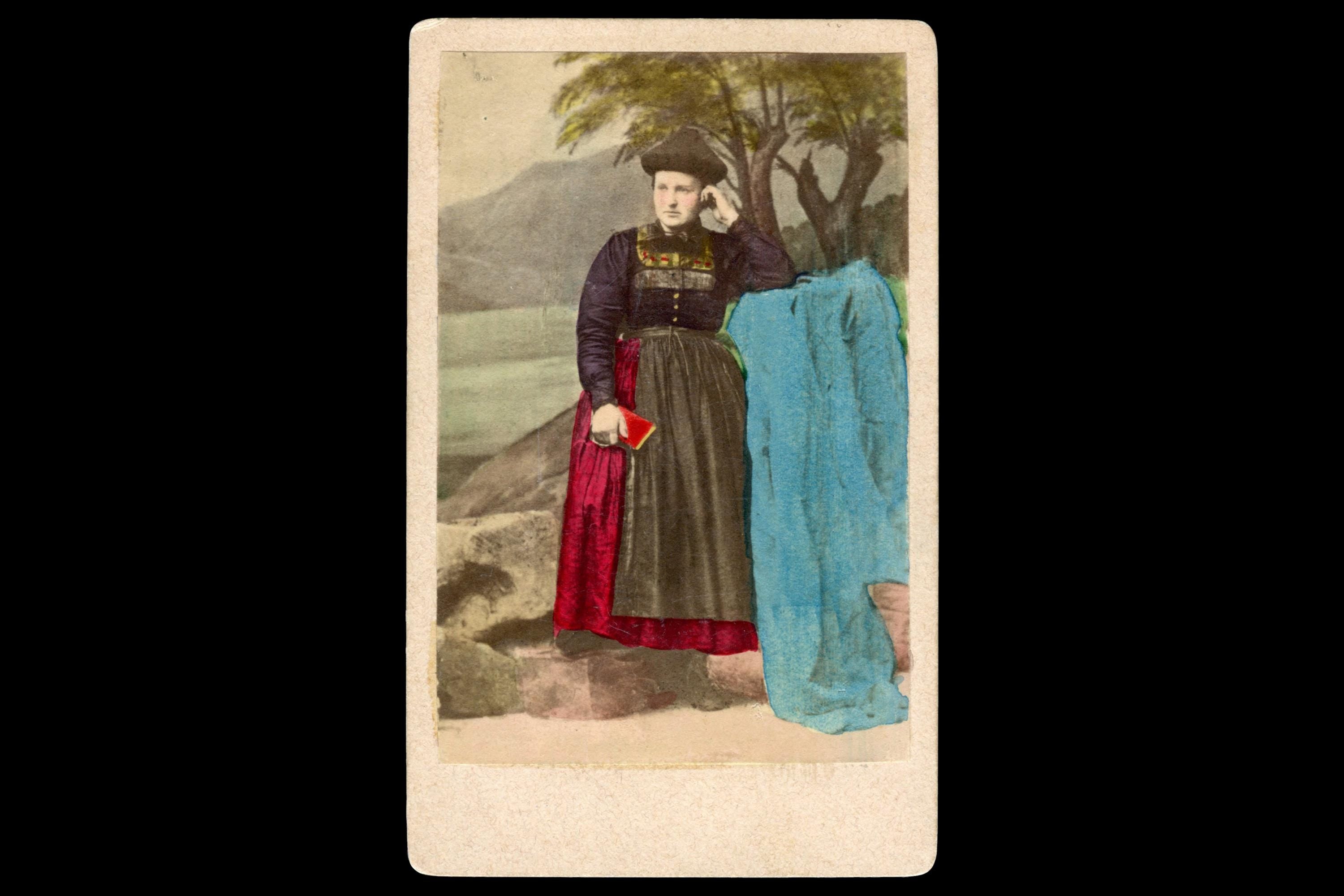 Antique 1870s Carte De Visite With A Bregenzerwald Verein Female Farmer, Alps Mountains, Austrian Hungary Empire, CVD By Albert Kretschmer
