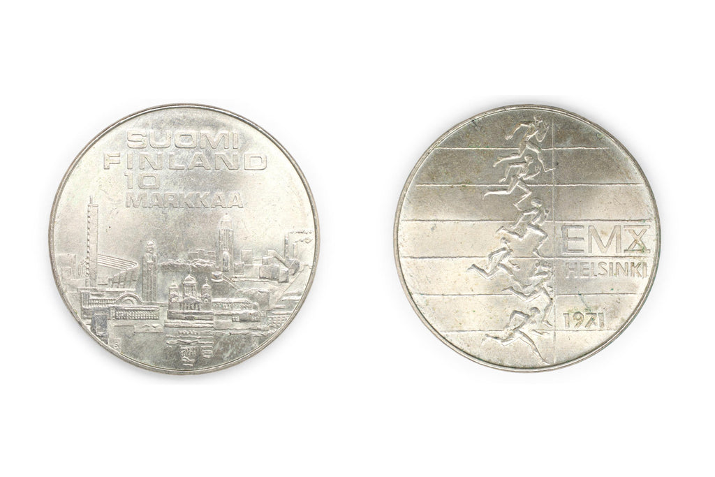 Republic Of Finland, New Markkaa Currency, Non Circulating Coinage, Suomi 10 Markkaa Or 10 FIM, 500 Silver Grade, Medal Alignment, Date 1971