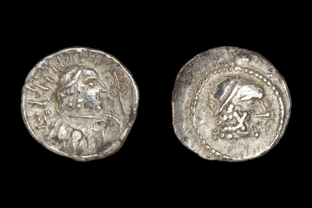 Ancient 1st Century AD Himyarite Kingdoms, South Arabia Felix Silver Quinarius Coin, Raydan Scyphate Mint In Imitation Of Older Greek Coins