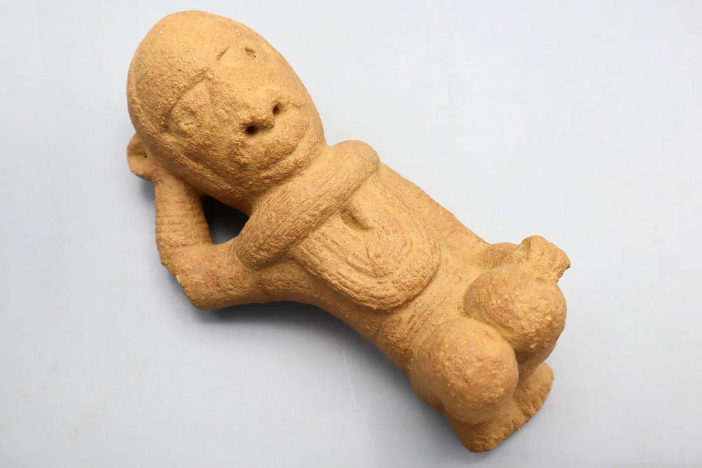 Ancient Africa NOK Civilization Terracotta Burial Kneeling Male Figure Dated As 200 BCE To 200 AD, West Africa Antiquities Sculpture And Art
