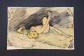 Portrait Of A Lover, Antique 1900s Art Nouveau Liberty Style Art By Paulo Antonini, Italian American Artist, Small Painting Drawing On Paper