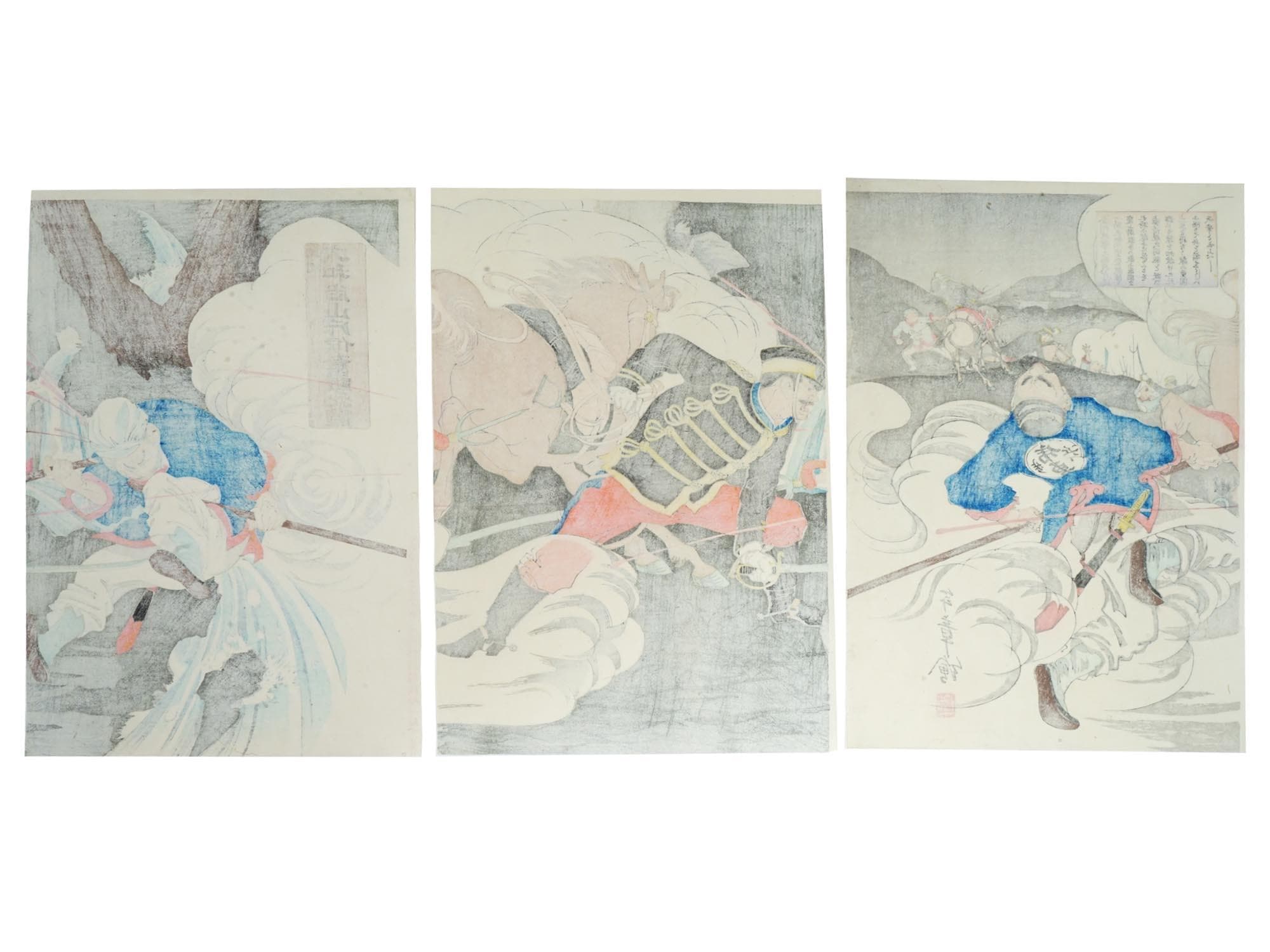 Mount Dahei Scouts, Toshiaki Nakazawa, Antique 1862 Triptych Of Ukiyo-e Color Japanese Woodblock Print, East Asian Oriental Ukiyoe Arts