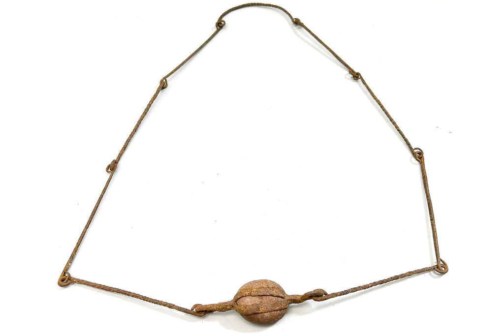 Early 20th Century, Dogon Jewelry, An Extremely Rare Finding, Handmade Chain And Pendant Necklace Of Forged Iron Metal, Mali, West Africa