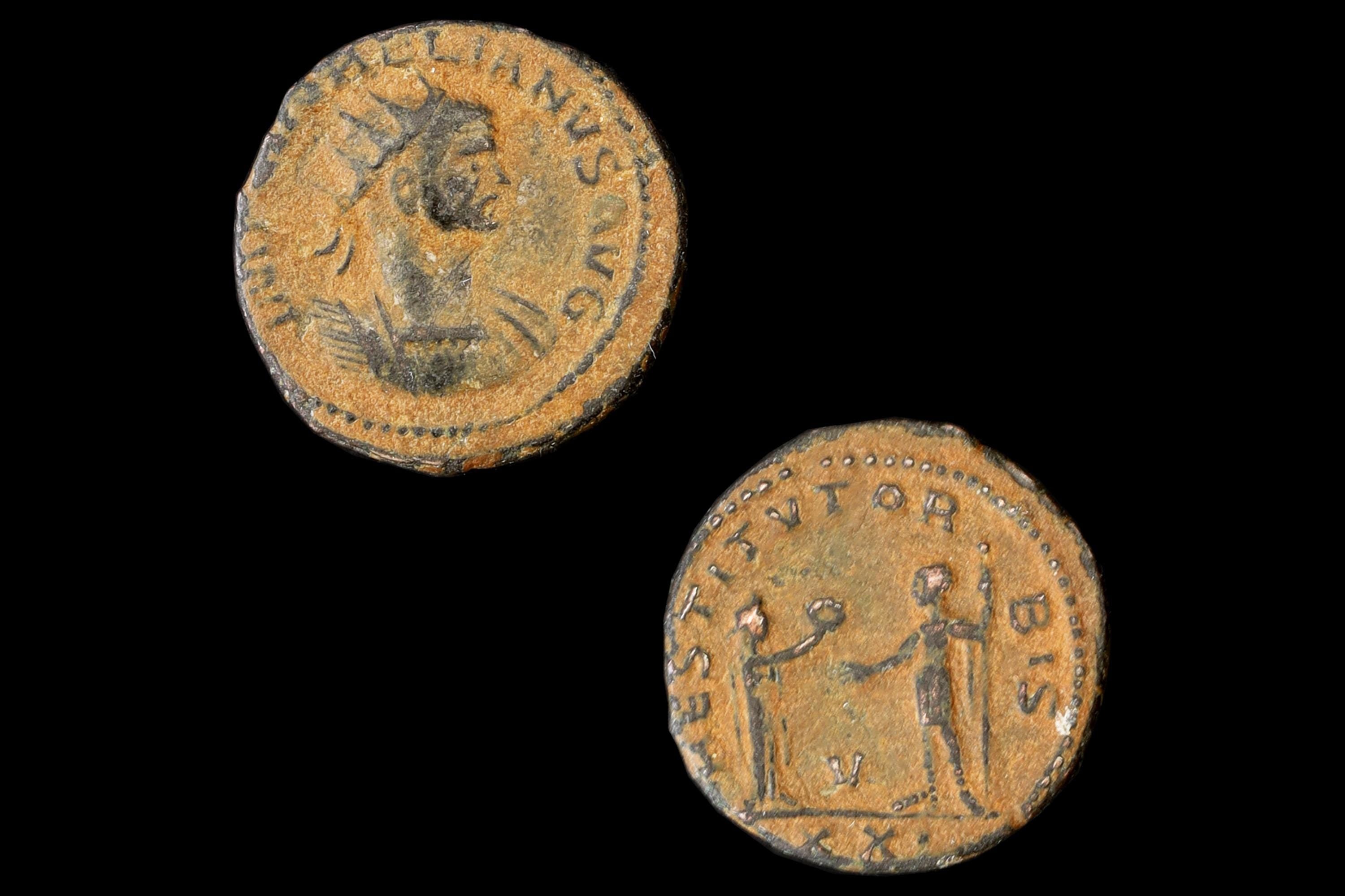 Ancient Roman Empire, Emperor Aurelian, Lucius Domitius Aurelianus 275 AD, Standard Circulation Bronze Coin RESTITVT ORBIS, Antoninianus