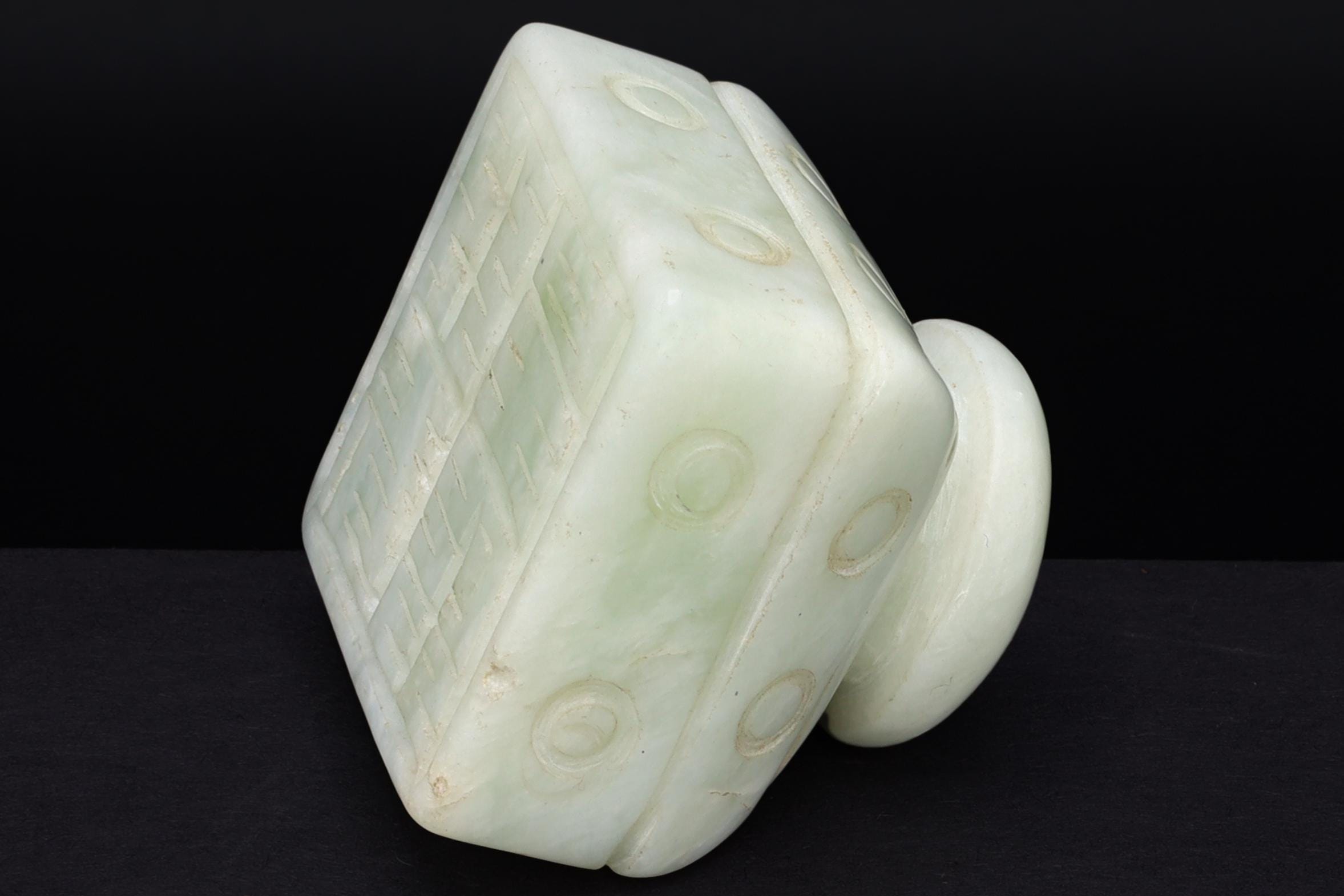 Signature Calligraphy Seal Stamp, Carved Stone Paperweight, Feng Shui, Oriental Asian Decor, Pale Green Nephrite Jade Like Chinese Seal