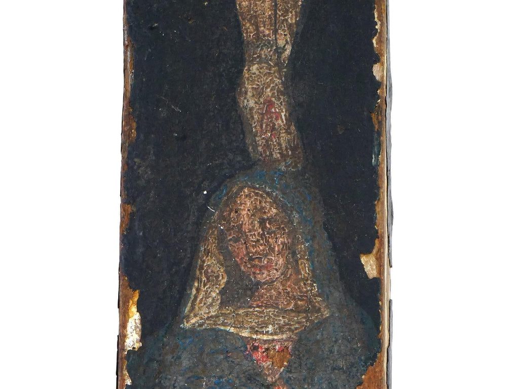 Late 19th Century Catholic Standing Crucifixion, The Holy Cross Of Souls, Cruz De Las Animas, Painted Wood Ex Voto, Mexican Religious Art